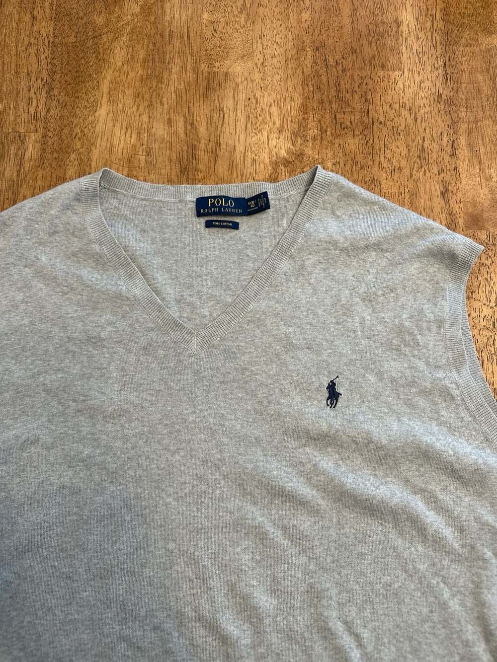 Polo Ralph Lauren Gray Pima Cotton V-Neck Sweater Vest Size 4XB